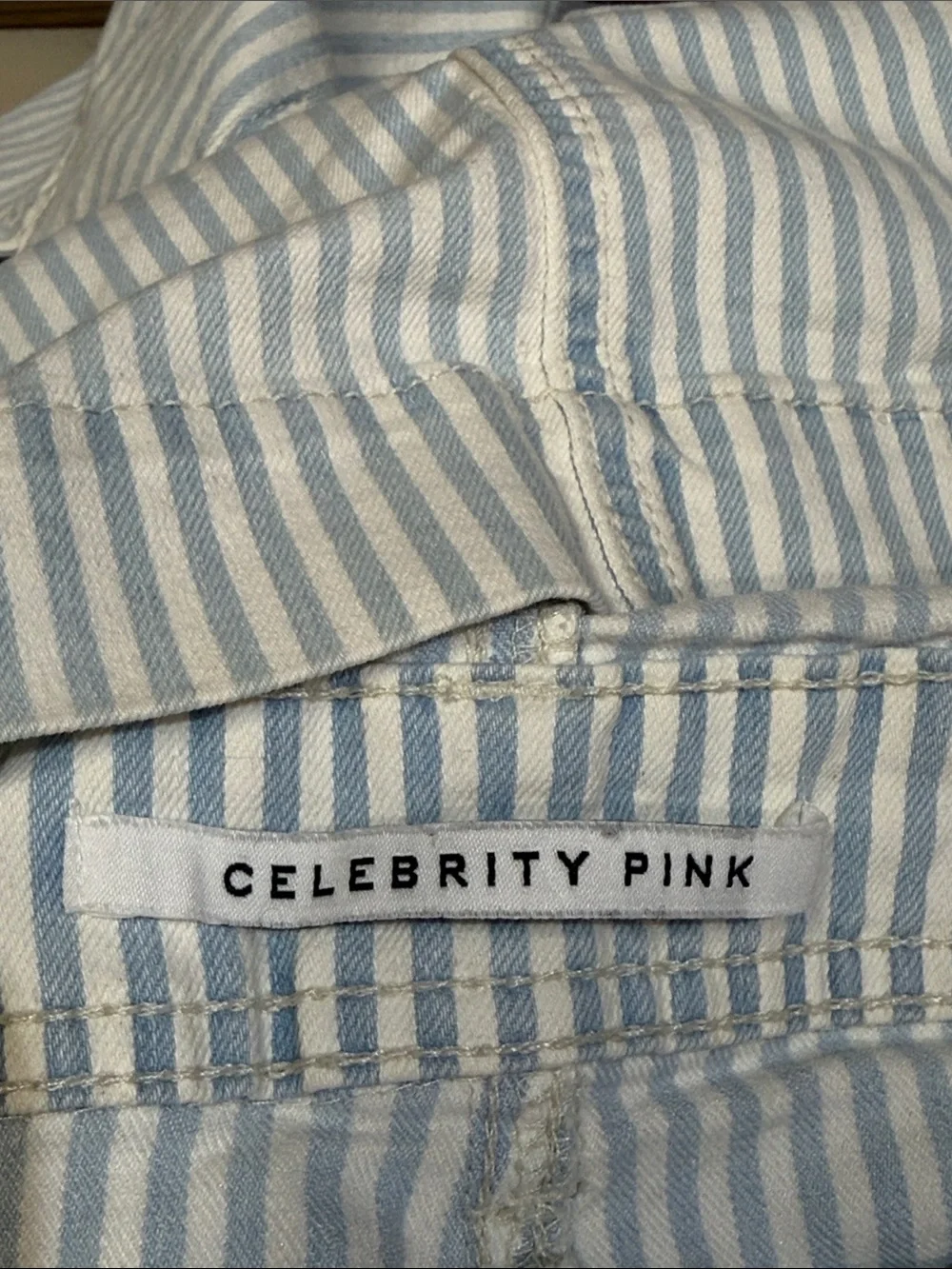 Celebrity Pink Railroad Striped Shortalls